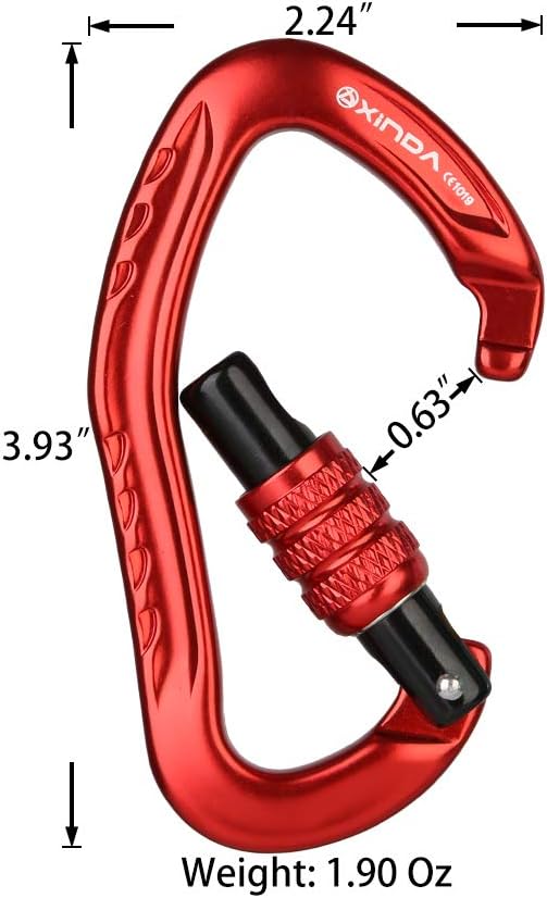 22KN Auto Locking Carabiner Clip - Twist Lock Climbing Carabiner CE UIAA Certified, Heavy Duty Carabiners for Climbing,Rappelling,Hammock,Hiking,Camping
