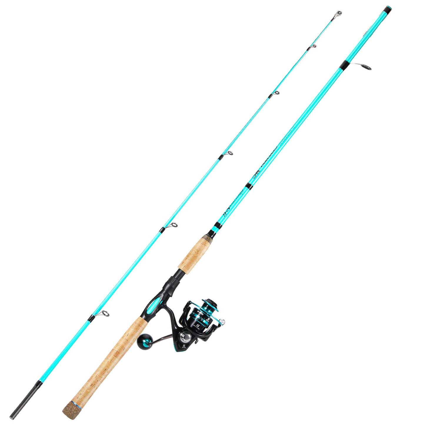 Sougayilang 7’ Fishing Rod and Reel Spinning Combo, 2 Piece Fishing Rod, Size 4000 Reel, Right/Left Handle Position, Suitable for Inshore Fishing- Blue