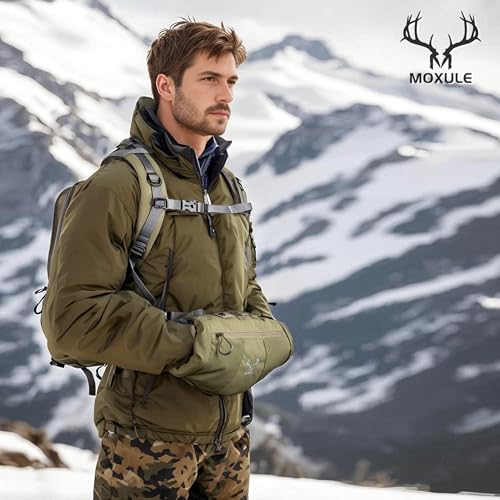 Green Hunting Hand Warmer Muff with Insulated Fleece and Adjustable Belt