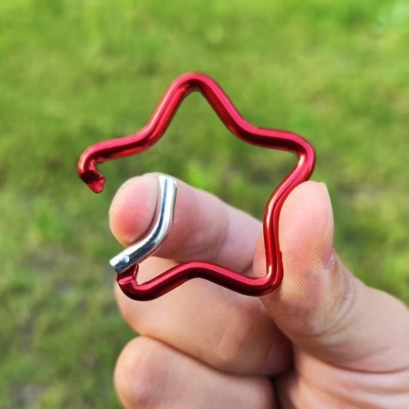 2Pcs Gray Color Carabiner Clip, Star Shaped Climbing Buckle, Aluminum Alloy Heavy Duty Keyring Hook for Camping Fishing Hiking Traveling Aluminum Key Chain Clip Accessories Outdoor, Car Keychain