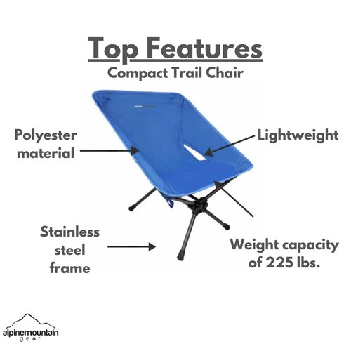 Alpine Mountain Gear Compact Trail Chair for - Portable Chair for Camping/Hiking/Backpacking by Caddis Sports