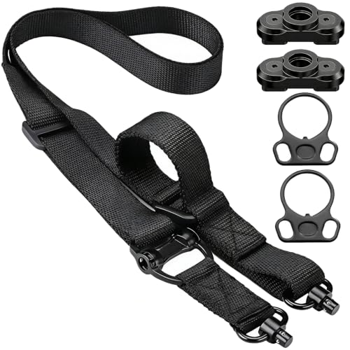 2 Pack Adjustable Two Point Sling for Rifles, Tactical Swivels Black