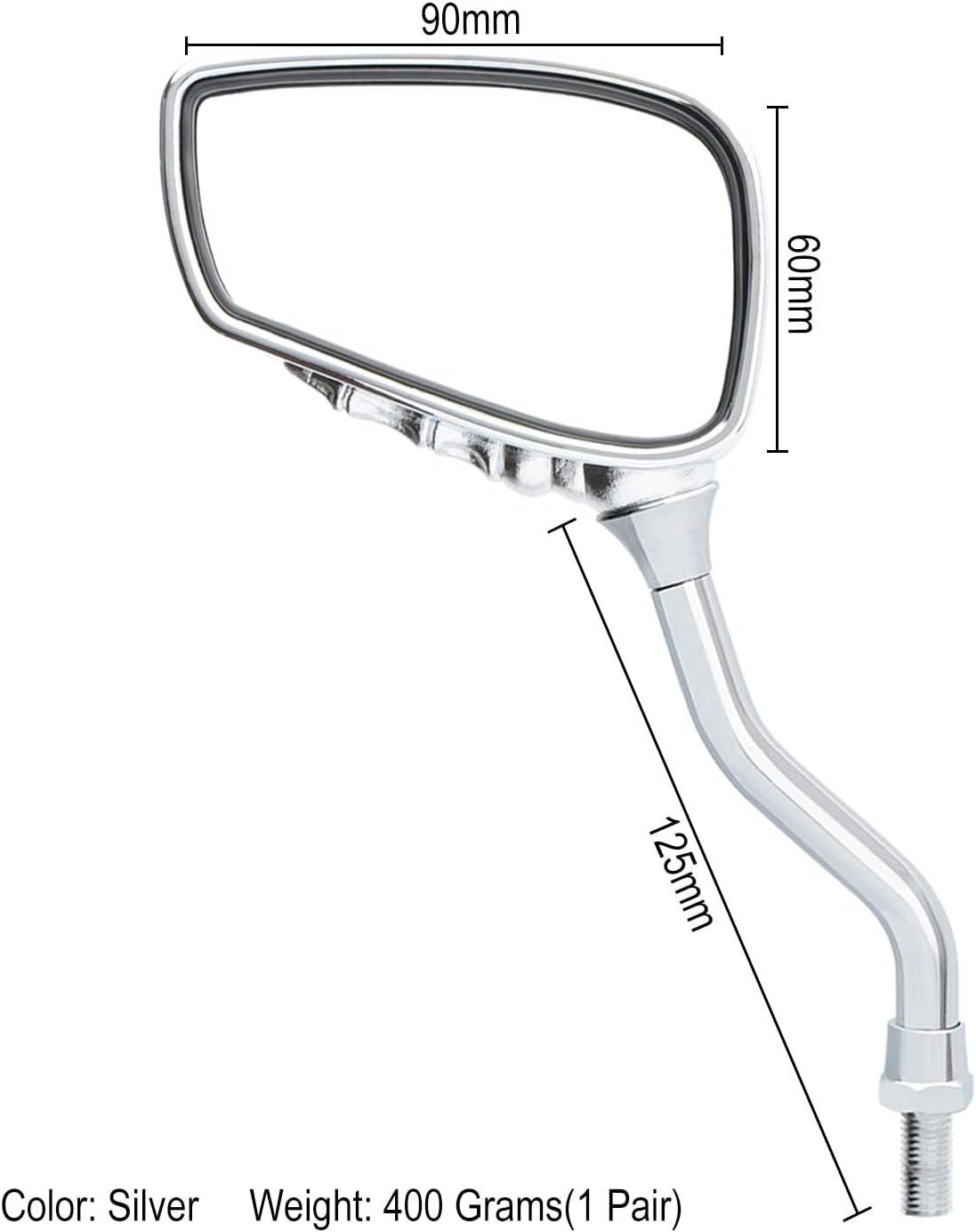 1 Pair Bicycle Mirror,Big View Bike Rear View Mirror Blindsight Multi Angle Adjustable Bike Mirror Billet Aluminum Chrome Plated Outside Skull Claw Style Also suitable for motorcycle mirror