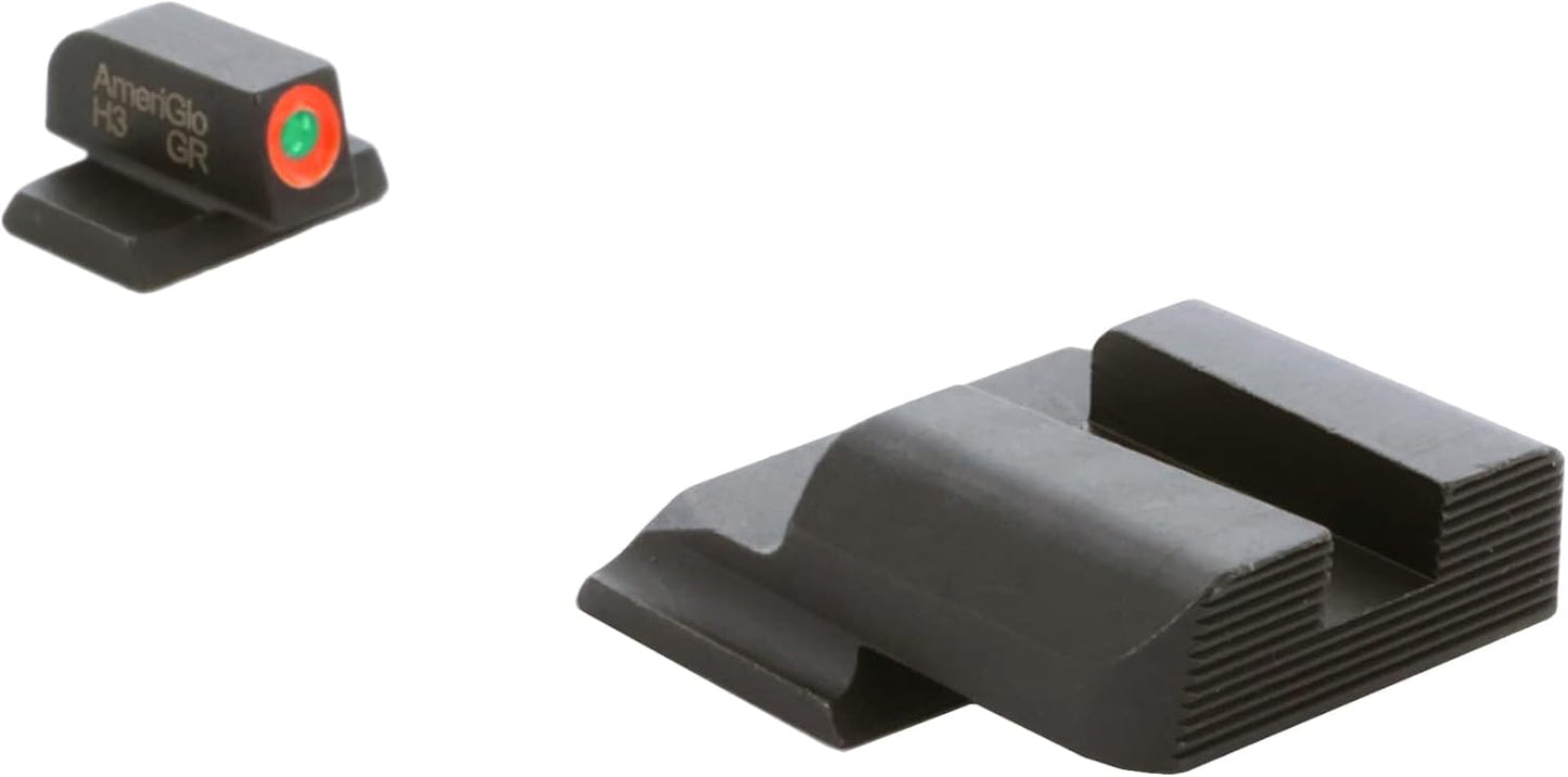 AMERIGLO Protector Tritium Green Front/Rear Square Notch Sight Set Compatible with Glock Gen 1-4 9mm/.40/.380, Gen 5 10mm/.45