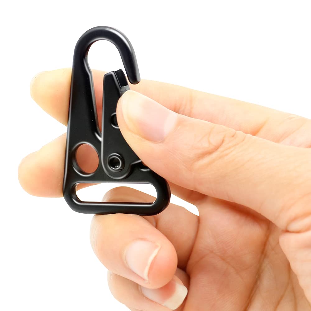1 Inch Enlarged Mouth Clip Sling Clasp Hook for Keychain Snap Hooks Outdoor Bag Backpack Tactical Carabiners (Black 12 Pack)