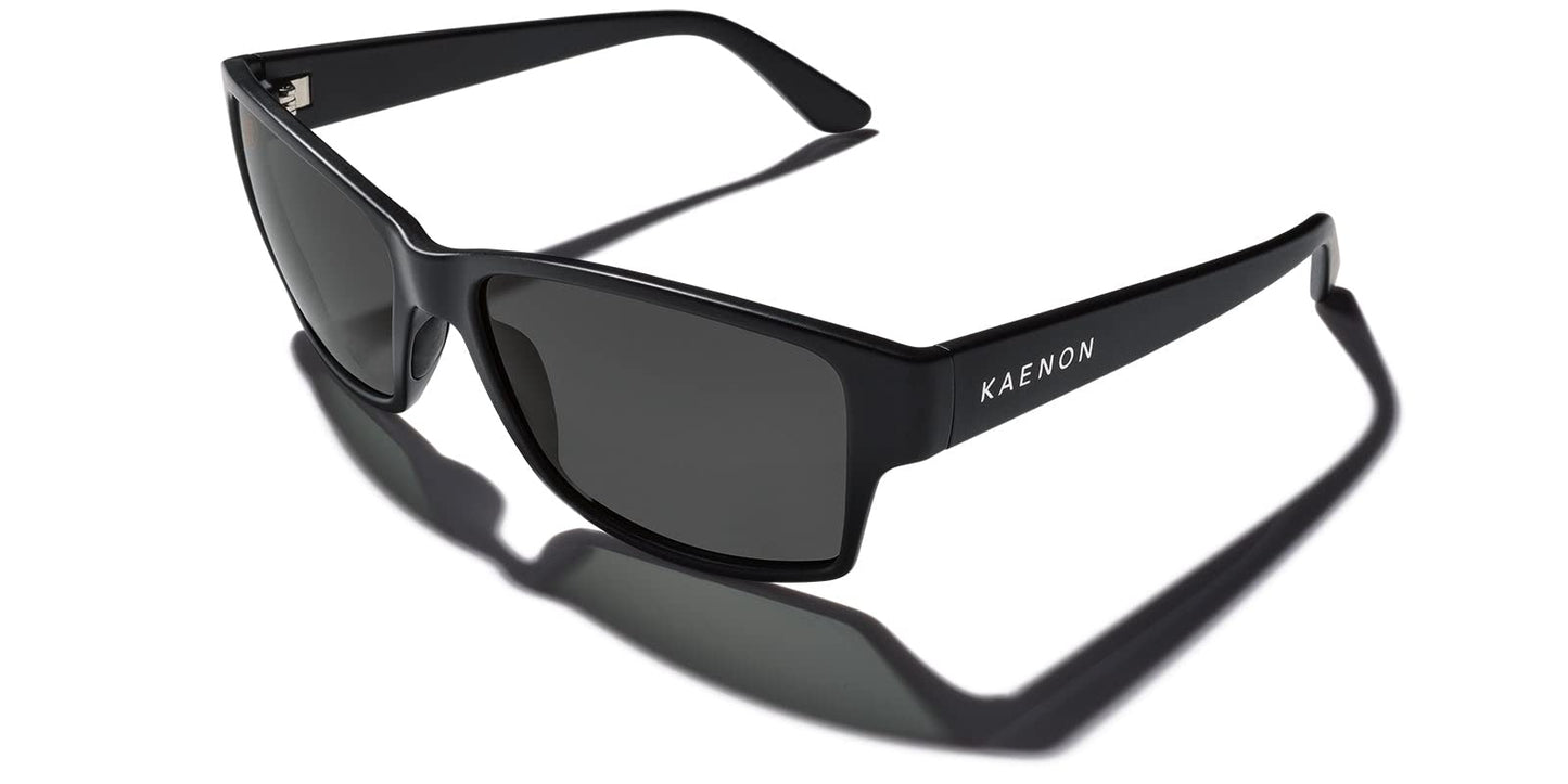 Kaenon Mens El Cap Square Polarized Sunglasses - Matte Black Frame | Grey 12% Lens