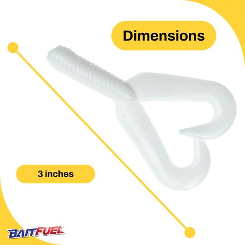 BAITFUEL Twin Tail Creature Bait Infused with Supercharged X55 Formula Gel | 3-Inch, White