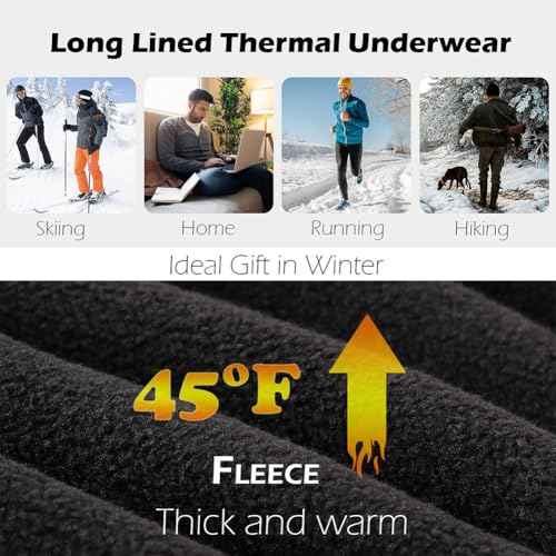 Extra Warm Cotton Thermal Pants with Fleece Lined, Long Soft Mens Thermal Underwear Bottoms for Cold Weather