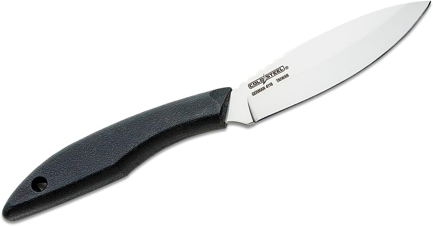 Cold Steel Canadian Belt 4" German 4116 Stainless Steel Fixed Blade Drop Point Outdoor Hunting Utility Knife, 4.5" High Impact Polypropylene Handle, Durable Secure-Ex Sheath Included