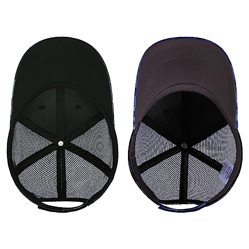 Men Women Adjustable Mesh Back Trucker Cap Baseball Hat - Black Camo & Blue/Black Camo