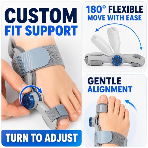 Bunion Corrector Kit for Women & Men with Toe Separator Arch Support Gel Pad - Day & Night Relief, Adjustable Hallux Valgus Splint - Variation 1