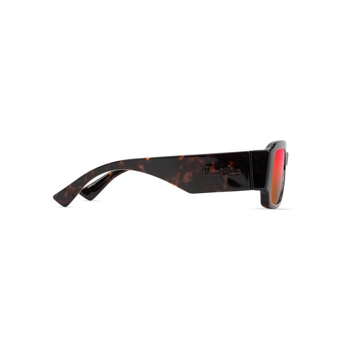 Maui Jim Kupale Rectangle Sunglasses, Shiny Dark Havana/Hawaii Lava Polarized, Large