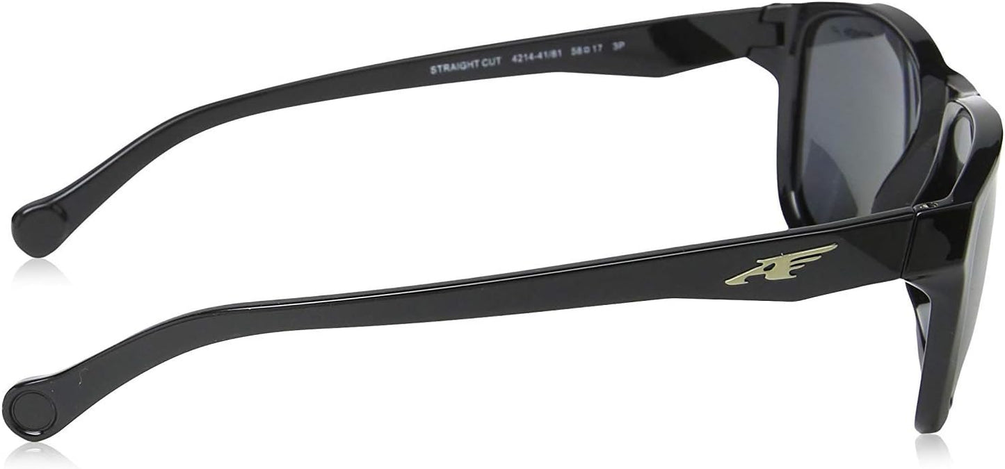 Arnette Straight Cut 4214-41/81 Sunglasses, Black/Grey Frame 58mm w/Polarized Grey Lens