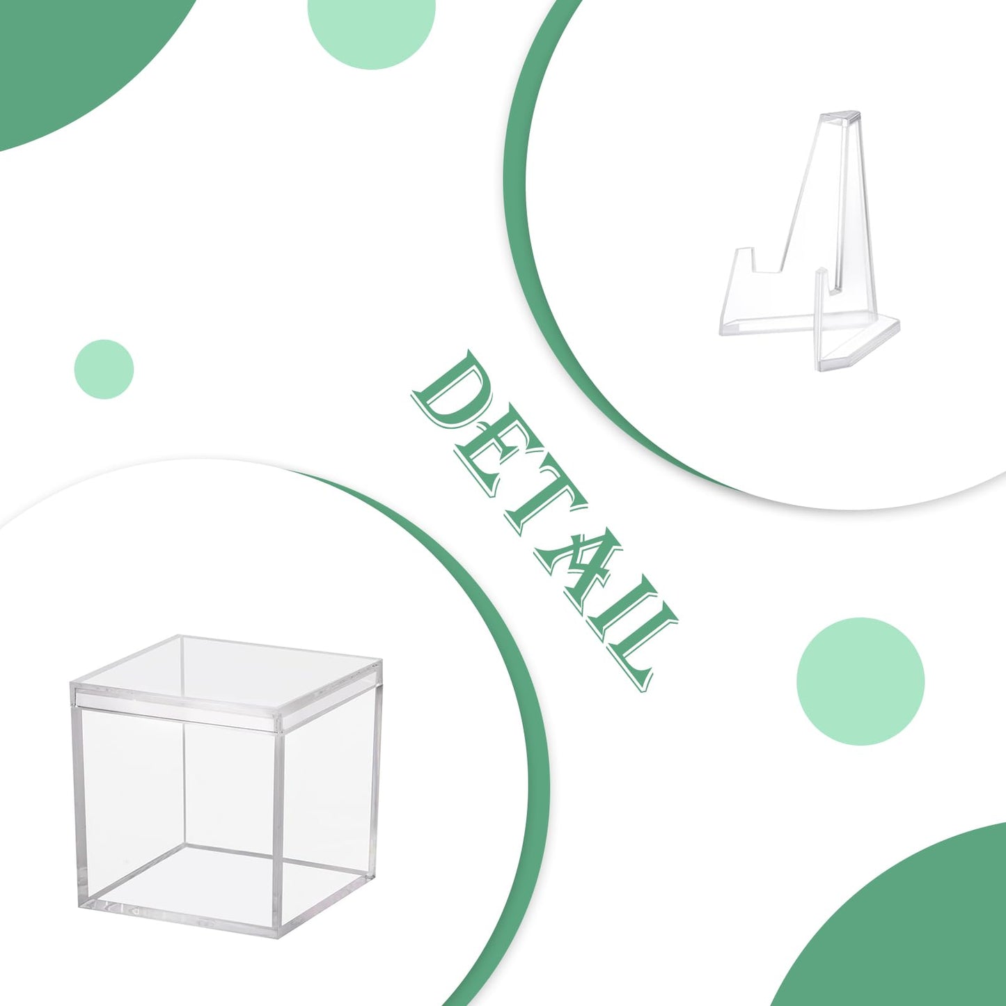 8 PCS Championship Ring Display Case Clear Plastic Small Showcase with Mini Card Stand Holder Single Ring Display Stand Holder Square Storage Box for Jewelry Sport Candy, 2.2 Inch