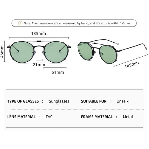 Flip Up Glasses with Polarized Sunglasses Lens Clip on Sun Glasses for Men Women Green Pink Blue