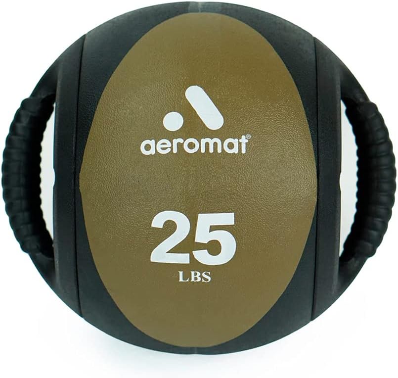 Aeromat Dual Grip Power Medicine Balls for Abdominal Training and Rotational Movements - 9" Diameter - Weights Color-Coded
