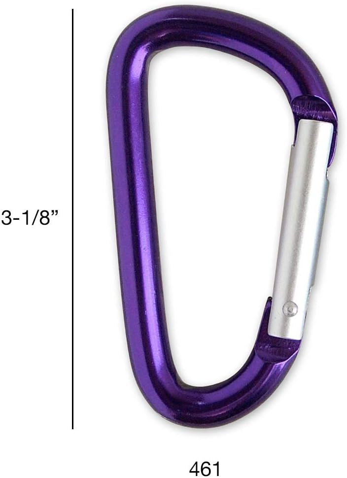 Lucky Line Aluminum Large 3-1/8" Carabiner Clip, 5 Pack, Snap-Link C-Shape Heavy Duty Key Chain, Nickel-Plated Key Ring, Light Weight and Durable