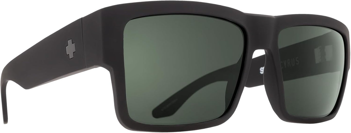 Spy Optic Unisex Cyrus Soft Matte Black/Happy Grey Green Polar Sunglasses