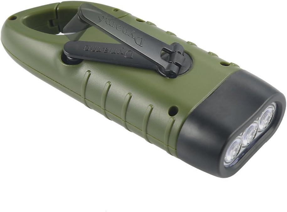 Simpeak 2-Pack Hand Crank Solar Powered LED Flashlight, Emergency Survival Flashlight Torch for Outdoor Sports, Green