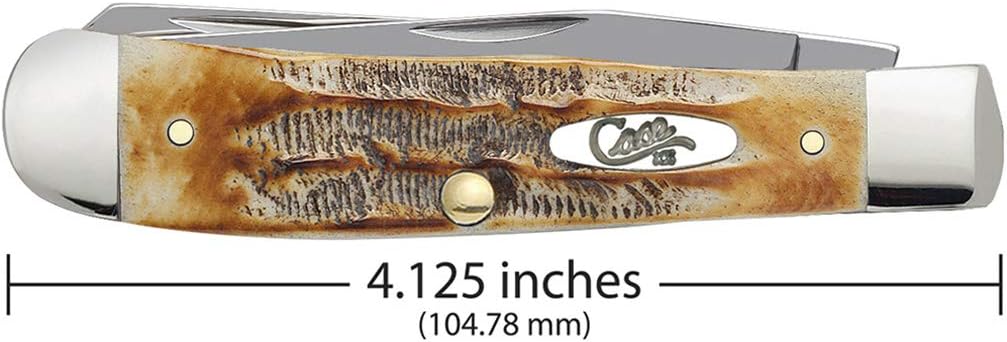 Case WR XX Pocket Knife Burnt 6.5 Bonestag Trapper Item #3573 - (6.5254 SS) - Length Closed: 4 1/8 Inches