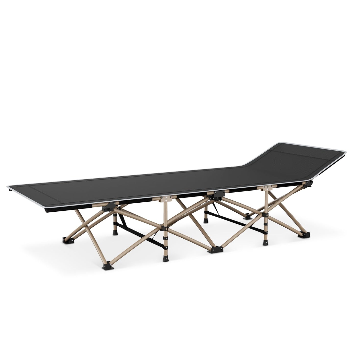 MoNiBloom Folding Sleeping Cot for Adults, Easy to Set Up Portable & Lightweight Camping Cot for Outdoor Camping, Lounging and Elevated Napping, Support 360 lbs, Black