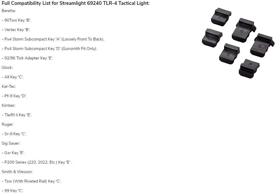 Streamlight 69240 TLR-4 170-Lumen Compact Rail-Mounted Tactical Weapon Light with Integrated Red Aiming Laser for Select Handguns, Black