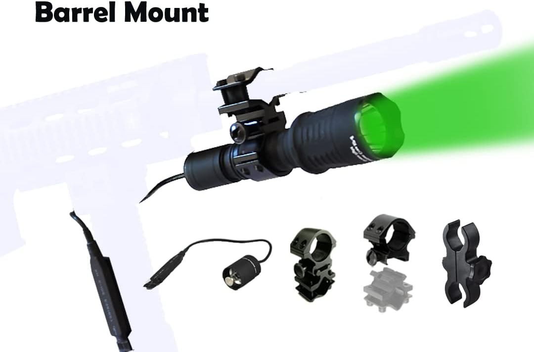 ORION H30-G Green Predator Premium 273 Yards Rechargeable Hog Hunting Light with Scope Mount, Rail Mount, Barrel Mount, Remote Pressure Switch & Charger Kit