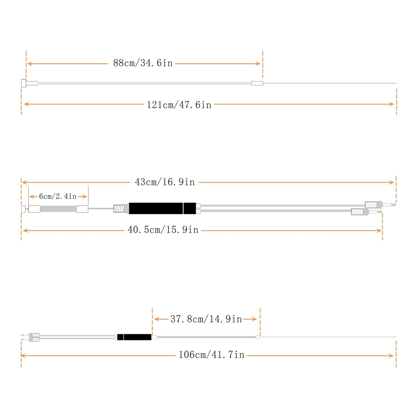 GATWOEST Pro-grade BMX Bike Gyro Brake Cables Front + Rear (Upper + Lower) with Spinner Rotor Full Kit Bmx Bicycle Brake Lines Set Cable Wire&Housing -Stable,Flexible and Long-lasting- Black