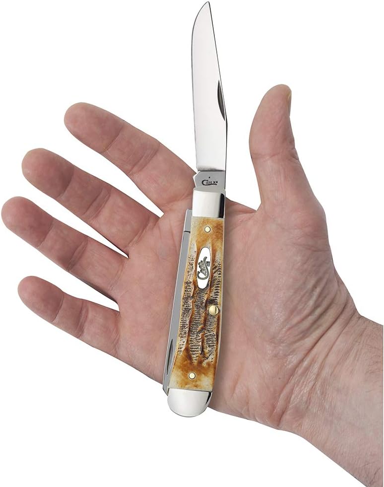 Case WR XX Pocket Knife Burnt 6.5 Bonestag Trapper Item #3573 - (6.5254 SS) - Length Closed: 4 1/8 Inches