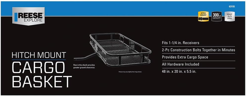 Reese Pro Series 63155 Rambler Hitch Cargo Carrier for 1-1/4” Receivers, Black