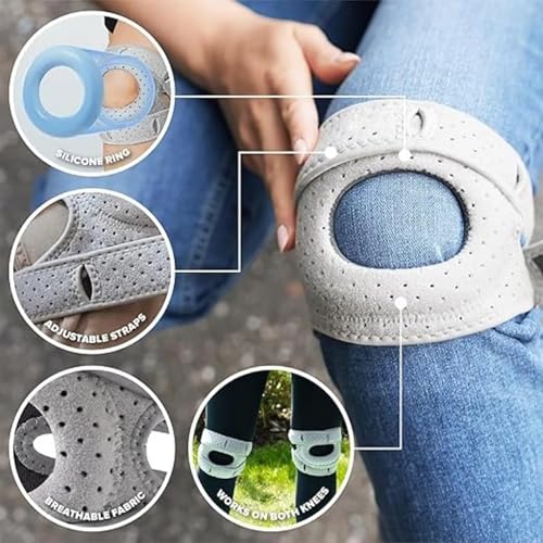 Knee Brace,2PCS Knee Brace for Women Men Adjustable Knees Support,Knee Support for Athletes,Knee Joint While You Move for Running Workout (Grey)
