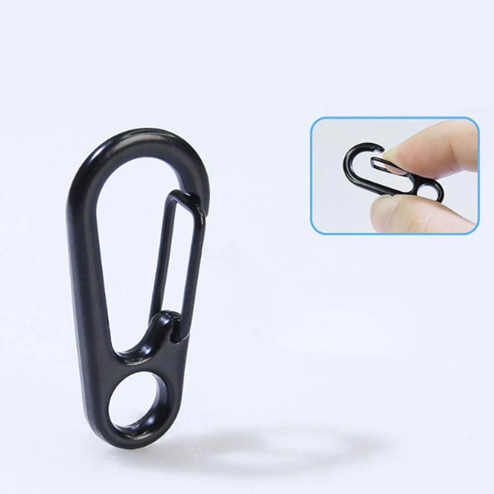10Pcs Mini Keychain Carabiner Clips, Metal Spring Snap Hook Key Holder Organizer Black