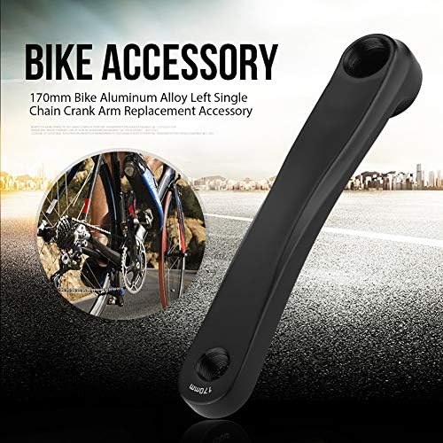 170mm Crank Arm Aluminum Alloy Single Speed Crankset for Bicycle Mountain Road Bike(Rhombic Hole-Black)