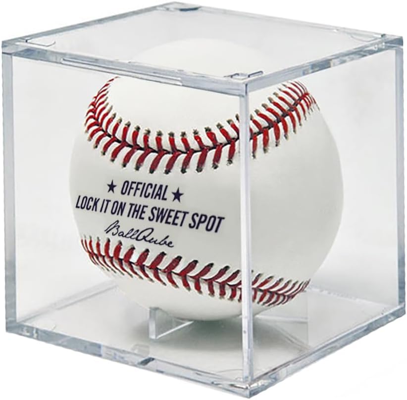 BallQube Baseball Display Case, UV Protected Square Clear Baseball Cube Memorabilia Display & Storage Sports Baseball Display Box Holder