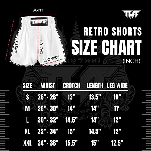 Muay Thai Boxing Shorts - Large Retro Classic Slim Fit MMA Kickboxing Set