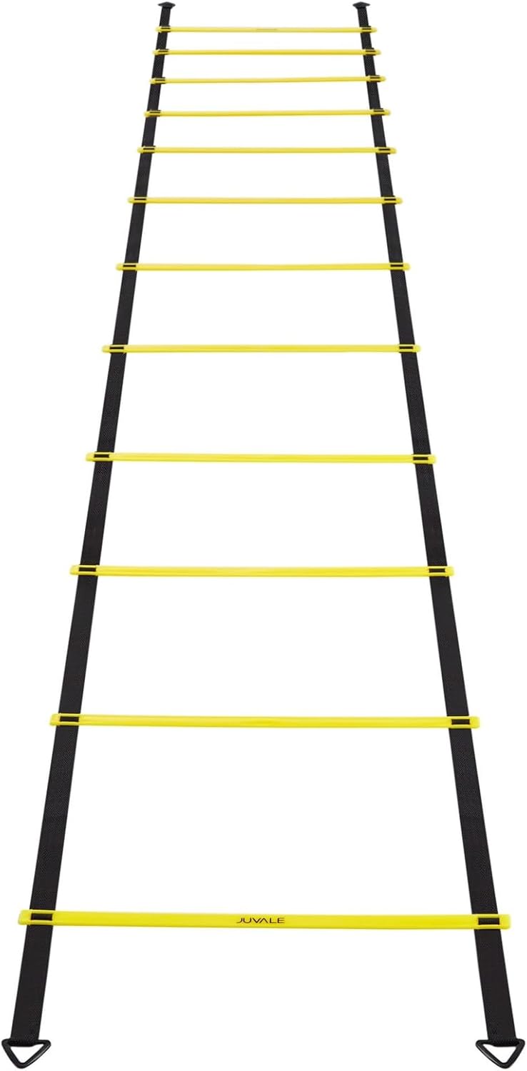 Juvale Agility Ladder Set - 20 ft Adjustable Ladder - 6 Yellow Disc Cones & Resistance Parachute - Football & Soccer Drills - Cones for Sports Training & Running Parachute Speed Training