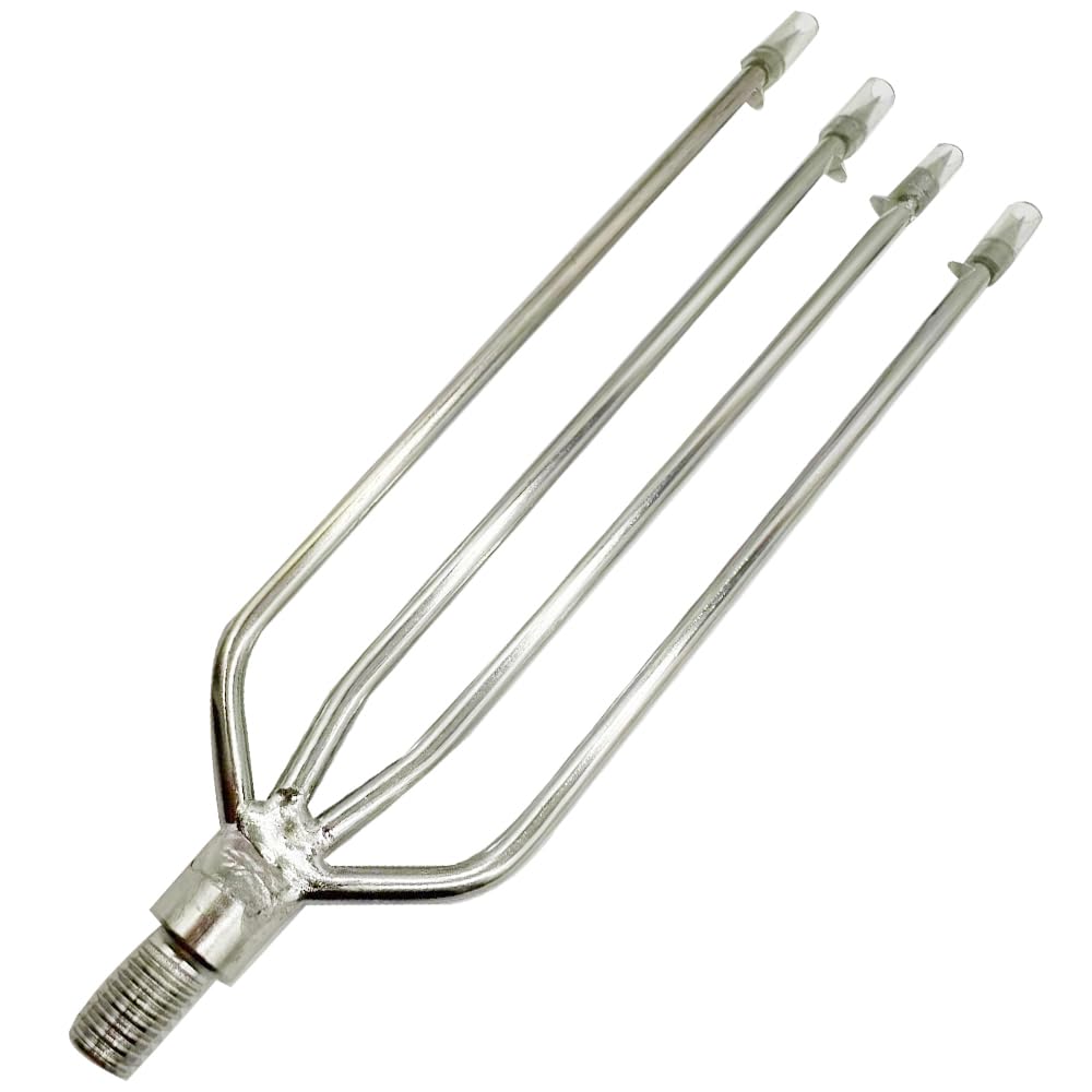2PCS 3-5 Prong Stainless Steel Fishing Harpoon with Gig Gaff Hook Barb Single Claw 4/ 6mm Thick Fit 8mm/0.31in Fishing Rod Fish Spear Gaffs for Hunting Fish Frog (2pcs-4mm thick 4-Prong Harpoon)