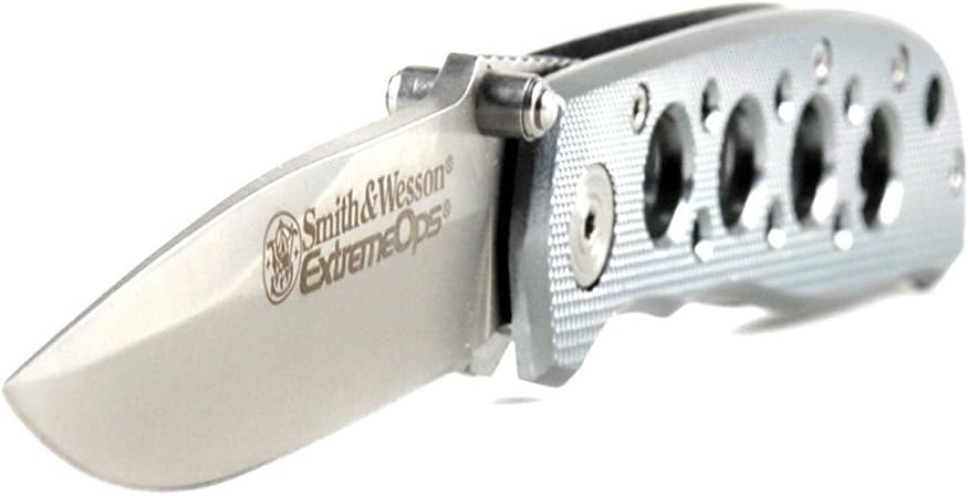 Smith & Wesson Extreme Ops CK105H 7.3in S.S. Folding Knife with 3.2in Drop Point Blade and Aluminum Handle for Outdoor, Tactical, Survival and EDC