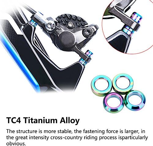 (Dilwe Headset Spacer, 2 Pairs TC4 Front Brake Caliper Gasket for Mountain Motorcycle)