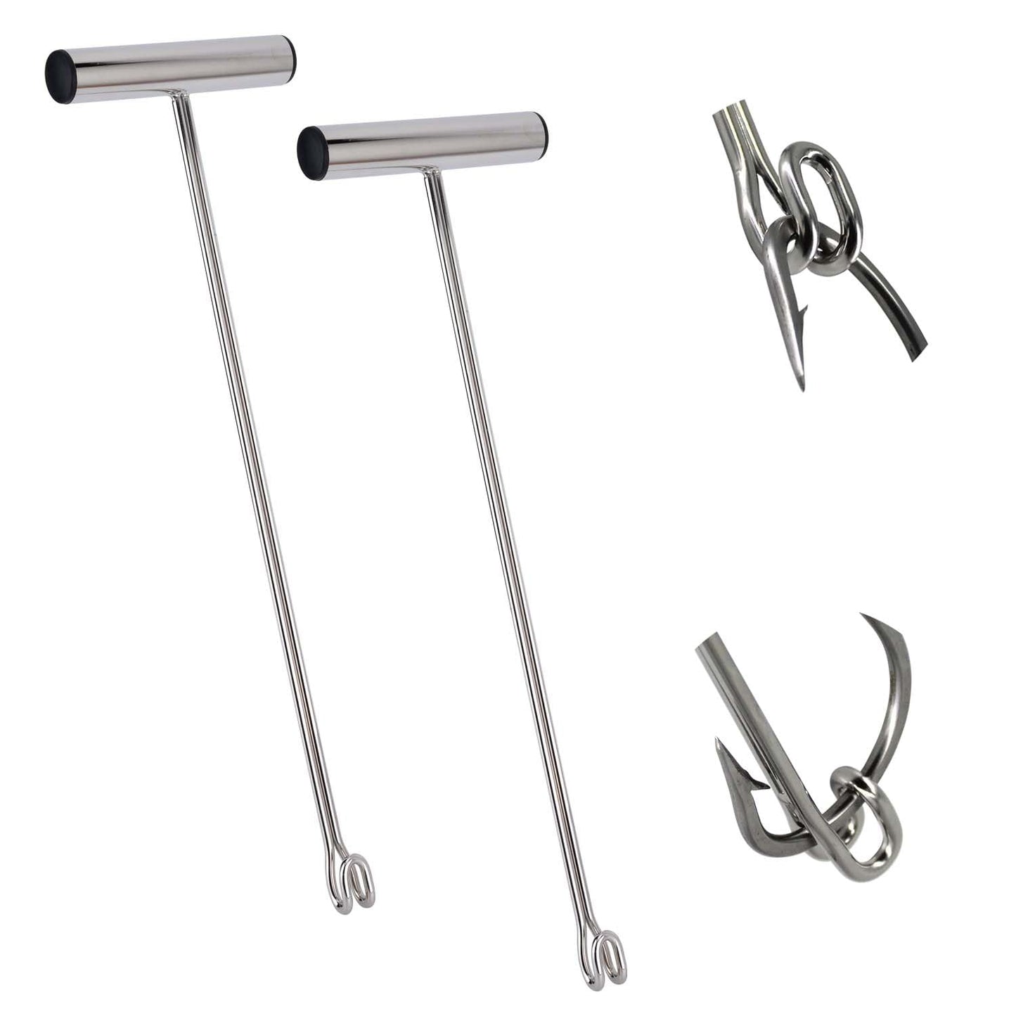 2 Pack Stainless Steel Fishing Hook Remover,Push/Pull Hook Remover,Dehooker Tool,Anti-Lost Saltwater Dehooker Tool Shark Hook Remover (17")
