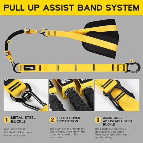 Yellow Pull Up Assistance Bands Set - Adjustable Heavy Duty Resistance Workout Equipment