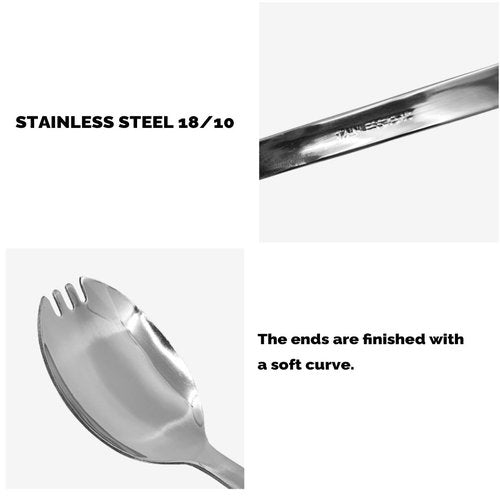 Korean Military Spork, Stainless Steel 304 Spoon, Fork with Hanging Loop for Everyday Household Use and Outdoor Camping, Hiking, Fishing for Adults, Children, Senior - Made in Korea (Small), Silver