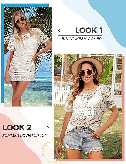Women's Swimsuit Coverup Bikini Beach Dress - 3X-Large White Vacation Outfit