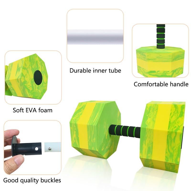 Aquatic Exercise Dumbbell Set of 2 for Water Aerobics, High-Density EVA-Foam Water Weights, Pool Fitness Equipment for Unisex Adults (Octagon)