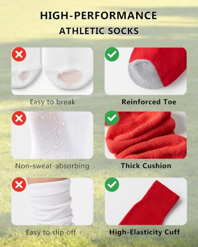 Kids Soccer Socks Youth Boys Knee High Sport Cushioned Socks - 8-12 Years, Black