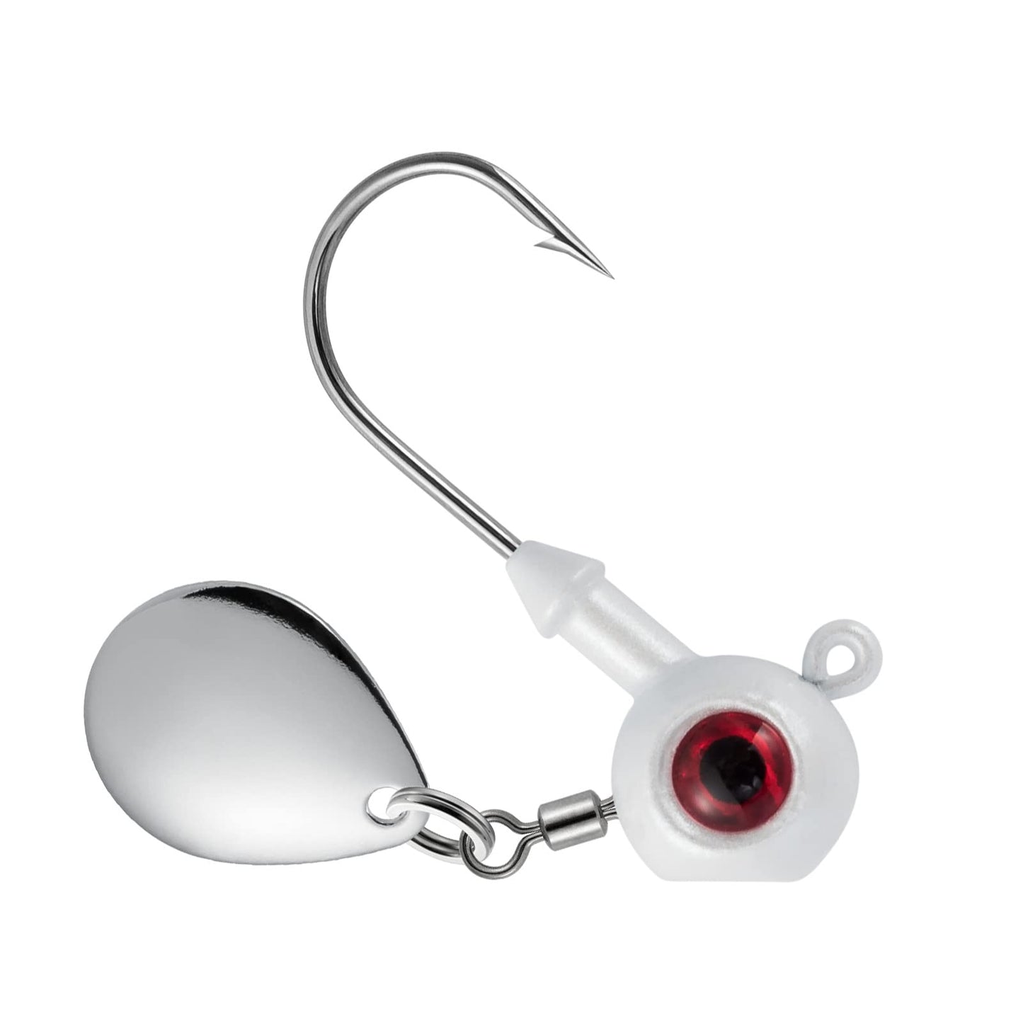 Dr.Fish 10 Pack Underspin Jigs Heads Freshwater Swimbait Ball Jig Bass Walleye Fishing Hooks Colorado Spinner Blade Flat Bottom Stand up 1/8oz