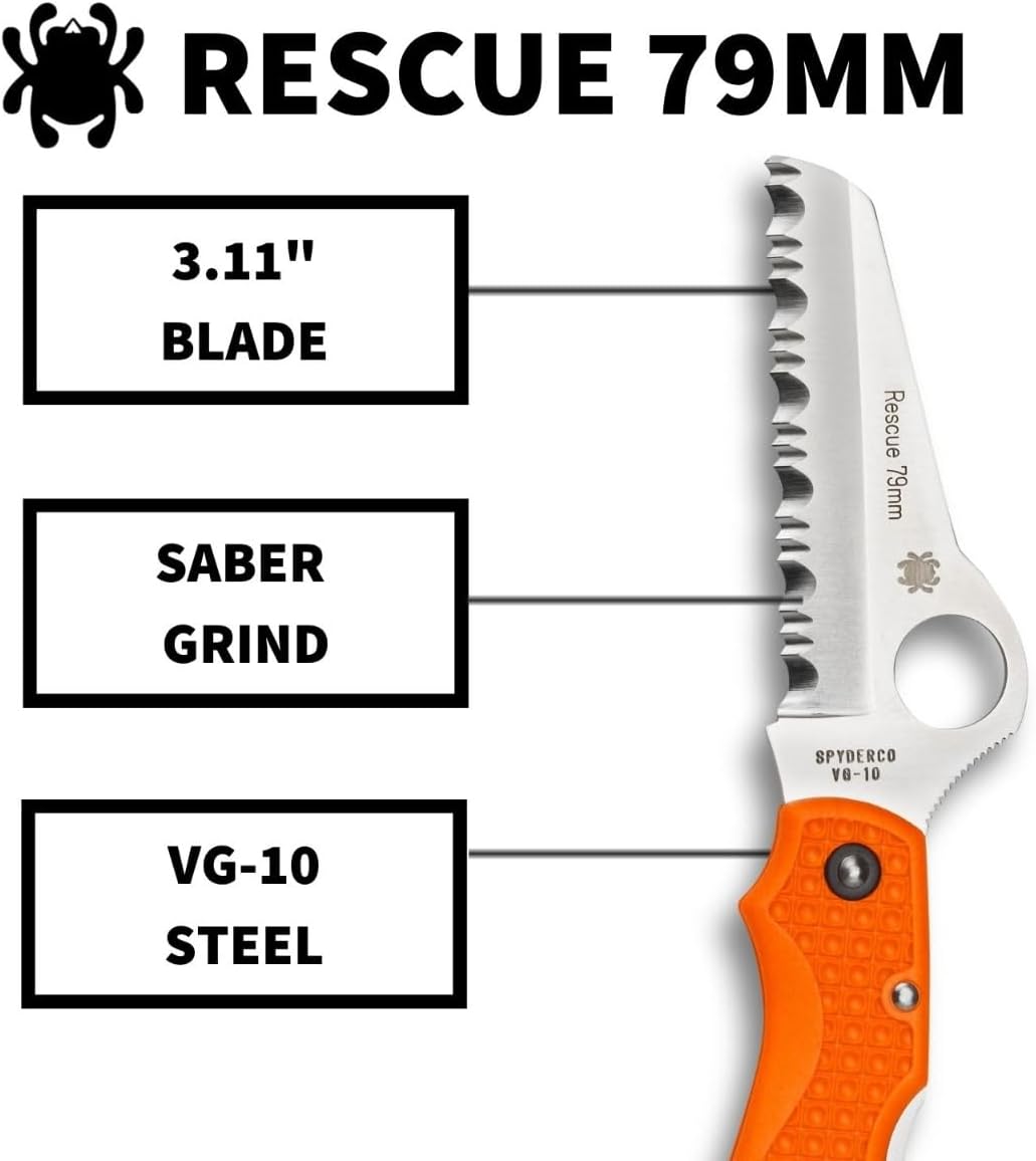 Byrd Cara Cara 2 Rescue Lightweight Knife with 3.88" Stainless Steel Sheepfoot Blade and High Performance Black FRN Handle - SpyderEdge - BY17SBK2