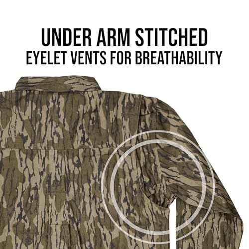 Mossy Oak Chamois Hunting Camo Shirt for Men | Heavyweight Cotton, Button Down Shirt with Pockets