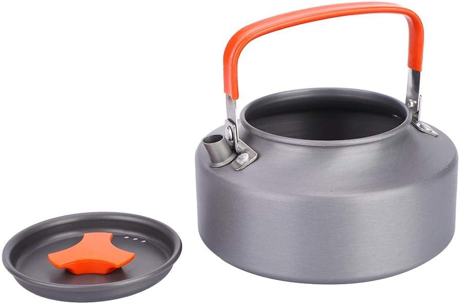 1.1L Camping Kettle, Portable Camping Coffee Tea Pot for Outdoor Hiking Kitchen Use (Orange)