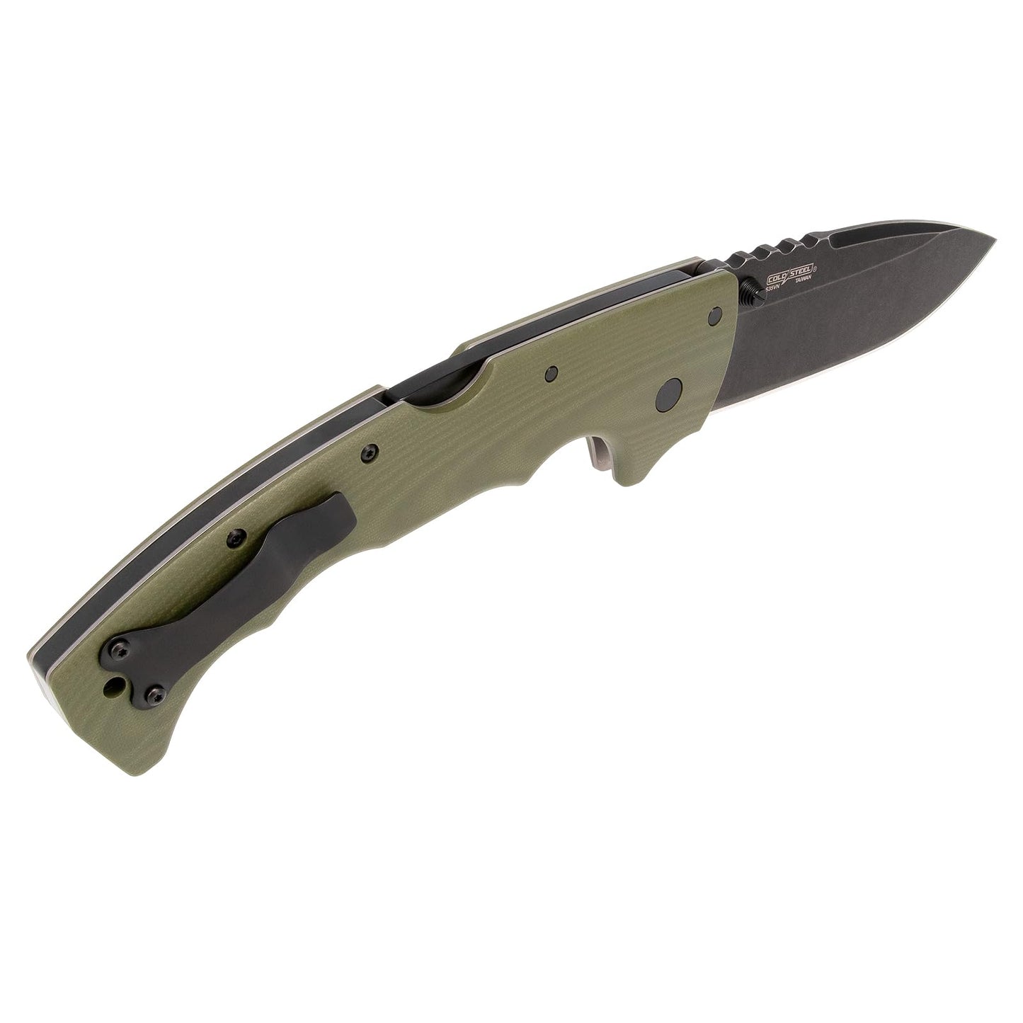 Cold Steel 5 Max 5-Inch S35VN Steel Drop Point Durable Resistant Blade Everyday Carry Outdoor Hunting Tactical Folding Pocket Knife with Dark Green G10 Ergonomic Handle & Tri-Ad Lock